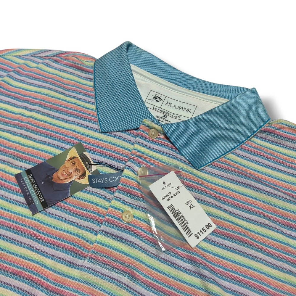 Jos A Bank Short Sleeve Polo Shirt Size XL Colorful Leadbetter Golf Button New